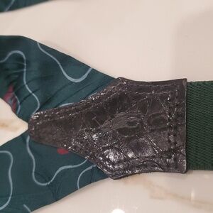 Vintage Polo Ralph Lauren Alligator Skin Leather Silk Brass Suspenders Braces